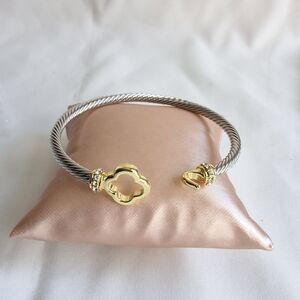 Two -Tone 18k Gold Plated Cable Bracelet